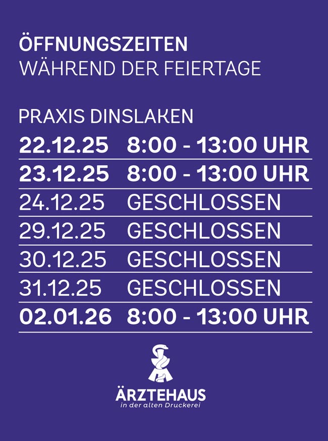Geänderte Öffnungszeiten der Praxis Dinslaken
